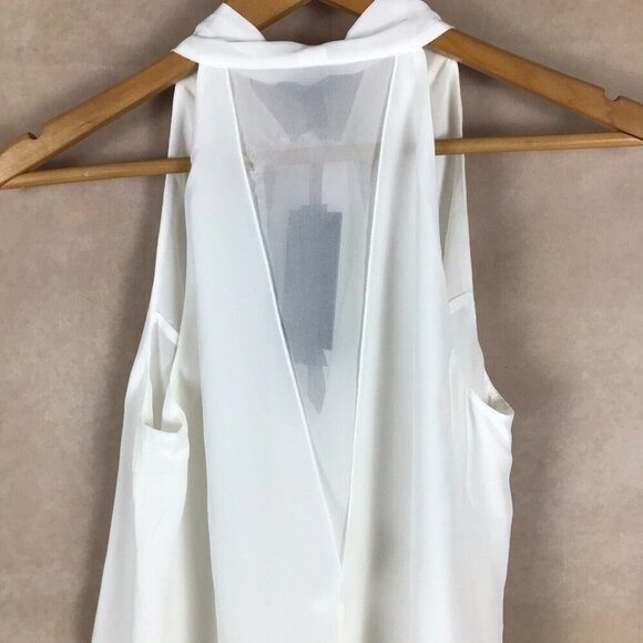 Chelsea And Walker Sheer White Sleeveless Silk Bow Top NWT Size 2 - Picture 6 of 7